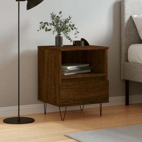 Fasba Nachttisch Braun Eichen-Optik 40x35x50 cm Holzwerkstoff, Beistelltisch mit viel Stauraum, Nachtschrank, Nachtkommode, Nachtkonsole/ 830634