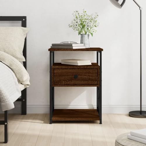 LVHUIDEH Nachttisch Braun Eichen-Optik 40x42x55 cm Holzwerkstoff