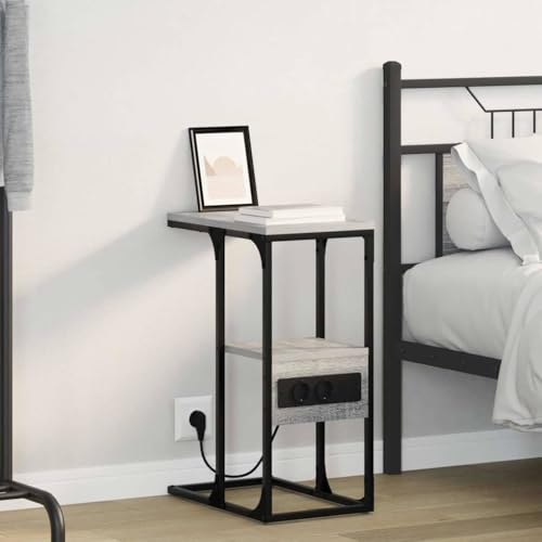INLIFE Nachttisch Grau Sonoma 41,5 x 26 x 60,5 cm Holzwerkstoff,Möbel,Tisc he,Nachttische,Grau,5.41 KG,859608