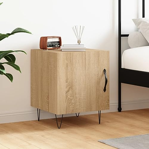 Holamys Nachttisch Sonoma-Eiche, 40x40x50 cm, geräumiger Stauraum für Bücher, stilvoller Beistelltisch für Schlafzimmer und Wohnzimmer