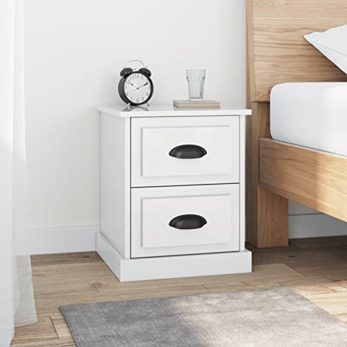 Fasba Nachttisch Hochglanz-Weiß 39x39x47,5 cm Holzwerkstoff, Beistelltisch mit viel Stauraum, Nachtschrank, Nachtkommode, Nachtkonsole/ 816148