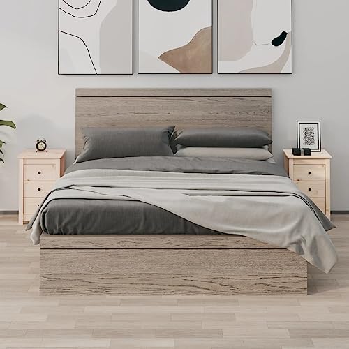 SDWEHO7 Nachttisch 2er Set, Kaffeetisch mit 3 Schubladen, Beistelltisch für Wohnzimmer Schlafzimmer Arbeitszimmer, 40x35x61,5 cm Massivholz Kiefer Braun