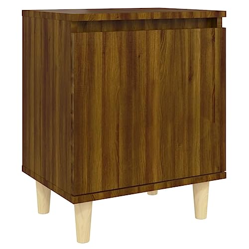 wenjingqi 813114 Nachttisch mit Beinen aus Massivholz, Braun, Eiche, 40 x 30 x 50 cm
