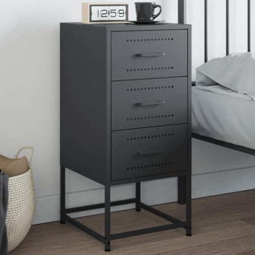 Fasba Nachttisch Anthrazit 36x39x78 cm Stahl, Beistelltisch mit viel Stauraum, Nachtschrank, Nachtkommode, Nachtkonsole/ 846582