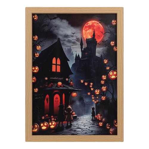 HELEVIA Halloween Light Up Malen Doppelseitiges Zeichnen, 3 Farben Helligkeit Verstellbar, USB Halloween Wandkunst Beleuchtung Dekorativni stil für Wohnzimmerbüro (WSJ-3)
