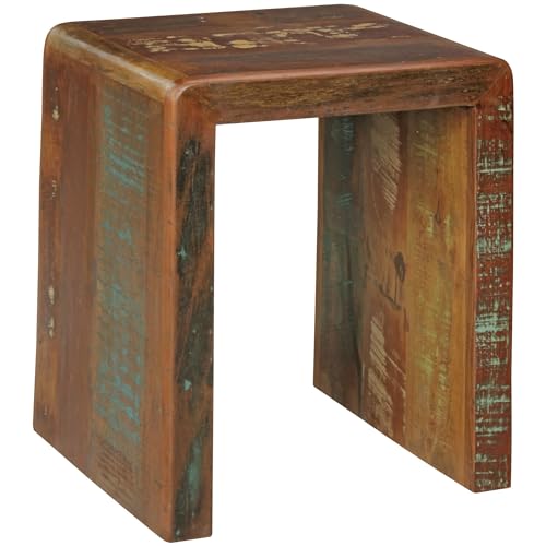 FineBuy Beistelltisch KALKUTTA 45 x 40 x 55 cm, Massivholz Couchtisch Wohnzimmer Tisch, Nachttisch Schlafzimmer Nachtkonsole Shabby-Chic, Nachtkästchen Massiv