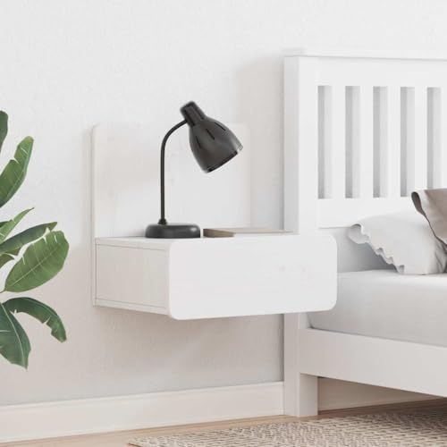 INLIFE Nachttisch Weiß 44 x 32,5 x 40 cm Massivholz Kiefer,Möbel,Tische,Nach ttische,Weiß,5.4 KG,873489