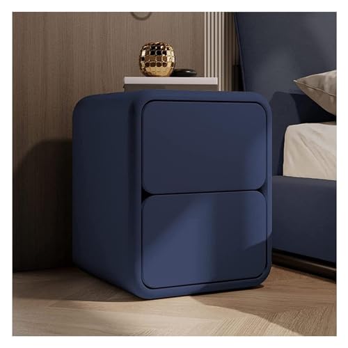 Nachttisch aus Massivholz mit 2 Schubladen, Schlafzimmeraufbewahrung (Blau, 45 x 40 x 47 cm)