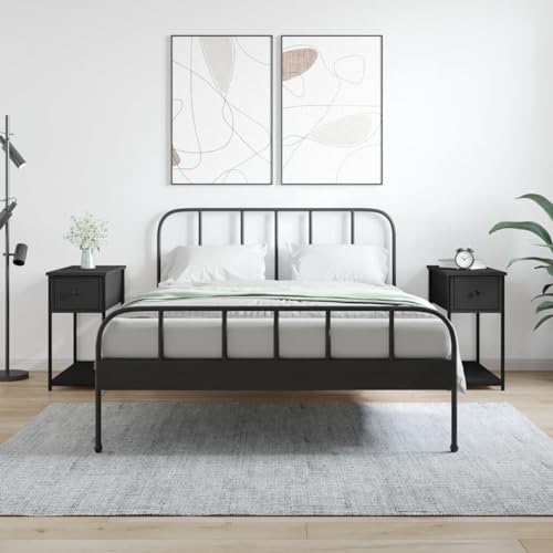 Fasba Nachttische 2 STK. Schwarz 30x60x60 cm Holzwerkstoff, Beistelltisch mit viel Stauraum, Nachtschrank, Nachtkommode, Nachtkonsole