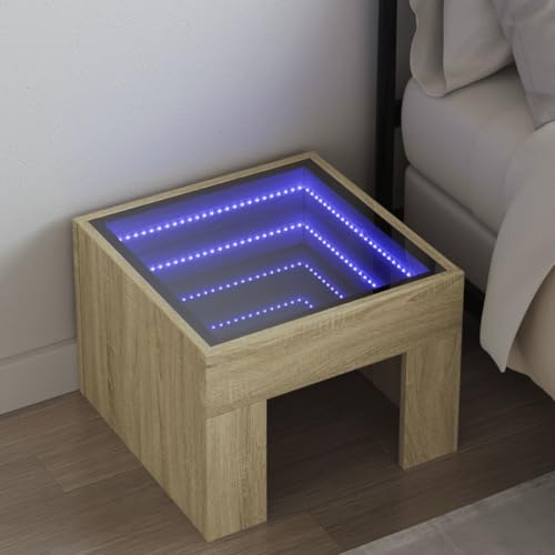 INLIFE Nachttisch mit Infinity-LED Sonoma-Eiche 40x40x30 cm,Möbel,Tische,Nachttis che,Braun,11.35 KG,3284072