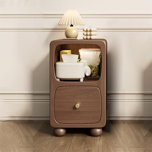 Kabelloser Nachttisch mit Schubladen, schmaler Aufbewahrungs-Beistelltis ch für Schlafzimmer, Wohnzimmer