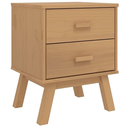 Eleganz Nachttisch Olden Braun – Massivholz Kiefer Schlafzimmermöbel | Naturbelassen & Langlebig | Perfekter Nachttisch für kleine Räume