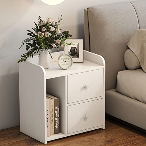 Houmpeady, Nachtschrank 2 offenem Regal, weiß boxspringbetten, Nachtkästchen aus Holz viel Stauraum Wohnzimmer