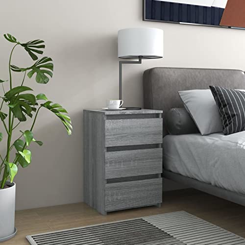 Fasba Nachttisch Grau Sonoma 40x35x62,5 cm Holzwerkstoff, Beistelltisch mit viel Stauraum, Nachtschrank, Nachtkommode, Nachtkonsole