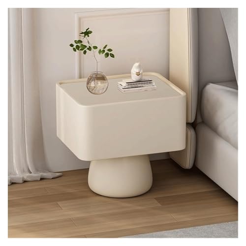 Nachttisch aus Holz, Nachttisch aus Mikrofaser-Leder, moderner stabiler Beistelltisch mit Schublade