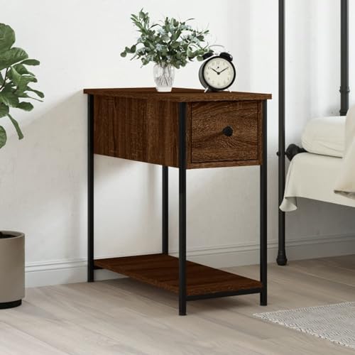 Fasba Nachttisch Braun Eichen-Optik 30x60x60 cm Holzwerkstoff, Beistelltisch mit viel Stauraum, Nachtschrank, Nachtkommode, Nachtkonsole