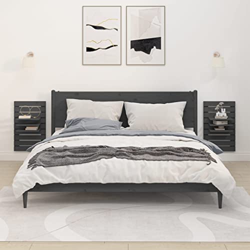 Generisch Wand-Nachttische 2 STK. Grau Massivholz Kiefer,jiangboyue-824765