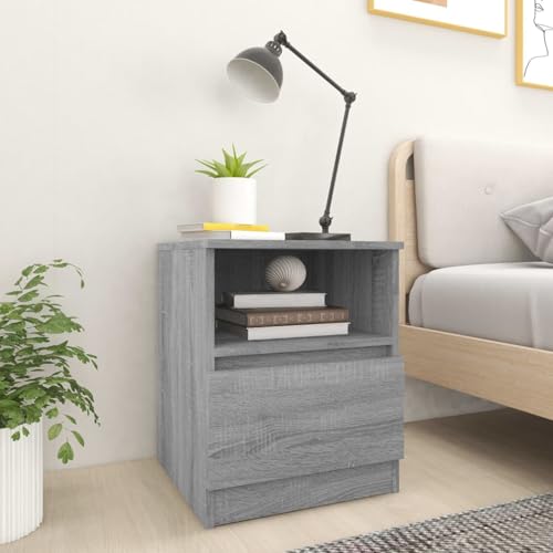 Gecheer Nachttisch Grau Sonoma 40x40x50 cm Holzwerkstoff, Moderner Nachtschrank Beistelltisch für Schlafzimmer Gästezimmer Studentenwohnheim815818