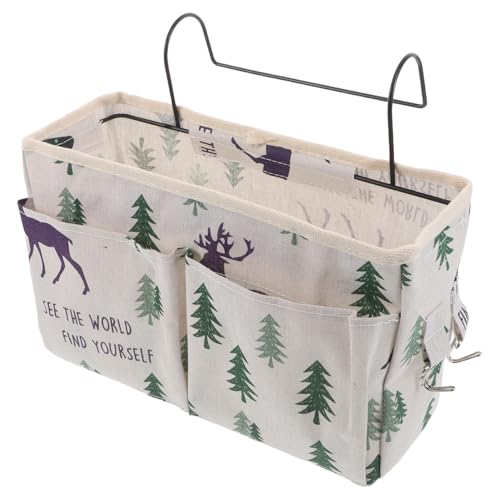 SOIMISS Beige Bett Organizer Einhängen Nachttisch Aufbewahrungstasche Hängender Aufbewahrungskorb Für Etagenbett Schlafzimmer Verstellbare Halterung Für Bücher Telefon Magazin
