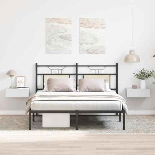 HETFTJN Hängende Nachttische 2er Set Hochglanz-weiß 40x30x15 cm aus Holzwerkstoff mit Schublade Modernes platzsparendes Design für Schlafzimmer und kleine Räume