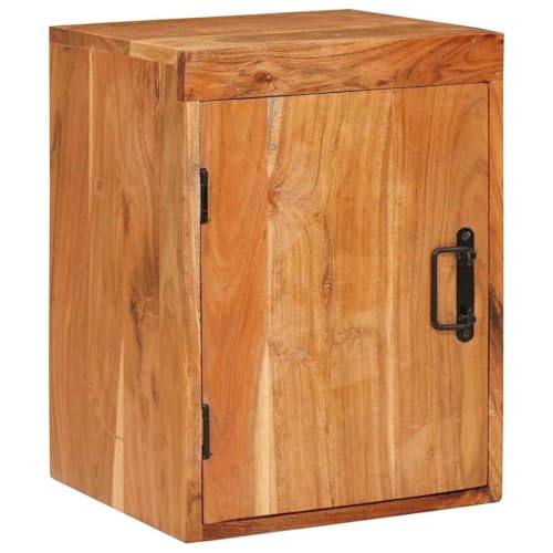 Mokuyary Nachttisch, Braun, 35 x 33 x 48 cm, Akazienholz, massiv, Beistelltisch, Sofa-Ende, Seitenschrank, einfache Montage für Schlafzimmer, Wohnzimmer