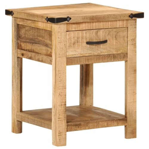 UTSRABFA Nachttisch 40x40x50 cm Massivholz Mango Schränke Wohnzimmer Möbel Bed Side Table Bedroom Beistelltisch Schmal für Schlafzimmer Bad Jugendzimmer Wohnzimmer
