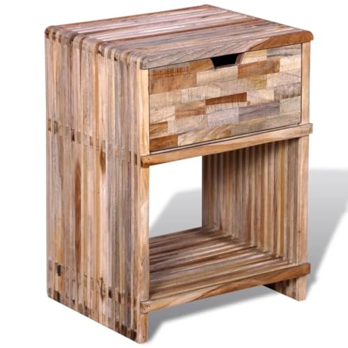 Woonisher Nachttisch mit Schublade Altholz Teak Bed Side Table Bedroom