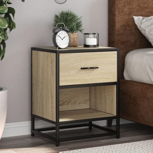 MOBCANT Nachttische 2 STK, Nachtschrank Nachtkasten Couchtisch Bedside Table Geeignet für Wohnstube Wohnung Schlafsaal Hotel Sonoma-Eiche 40x31x50 cm Holzwerkstoff