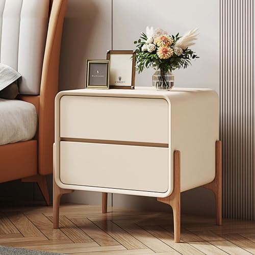 XMDEUR Moderner Nachttisch mit 2 Schubladen, Schlafzimmermöbel für Schlafzimmer- und Wohnzimmerdekor, weißer Nachttischschrank, 30 x 40 x 50 cm