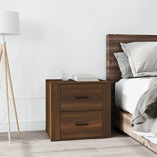 Fasba Nachttisch Braun Eichen-Optik 50x39x47 cm, Beistelltisch mit viel Stauraum, Nachtschrank, Nachtkommode, Nachtkonsole/ 816711