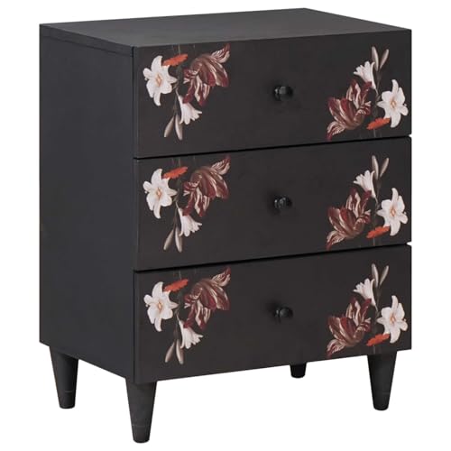 vidaXL Nachttisch Mehrfarbig 50 x 33 x 60 cm Massivholz Mango, Schlafzimmer, rechteckig, modern, große Fenster, minimalistisches Design, Perfect für stilvolle Wohnräume und Entspannung.