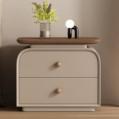 Nachttisch aus Holz mit 2 Schubladen, Nachttisch aus PU-Leder, für Schlafzimmer, Wohnzimmer und Büro, funktionale und elegante Aufbewahrungslösung