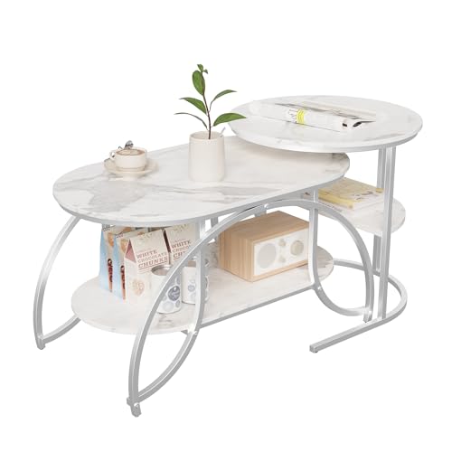 LIVLUX 2er Set Couchtisch (Silber)