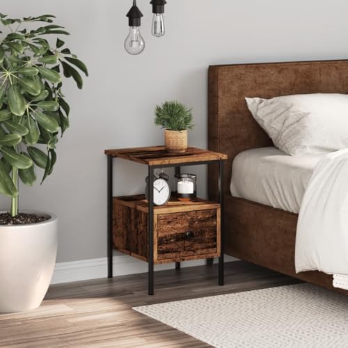 Rantry Nachttisch aus antikem Holz, 34 x 36 x 50 cm, aus mehrschichtigem Holz, Sideboard, Bodenschrank, Büromöbel, Nachttisch für Schlafzimmer, Möbel