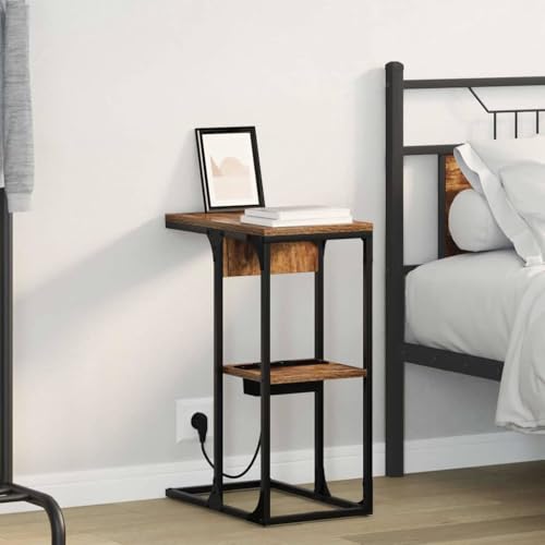 INLIFE Nachttisch Rauch-Eiche 41,5 x 26 x 60,5 cm Holzwerkstoff,Möbel,Tisc he,Nachttische,Braun,5.26 KG,859592