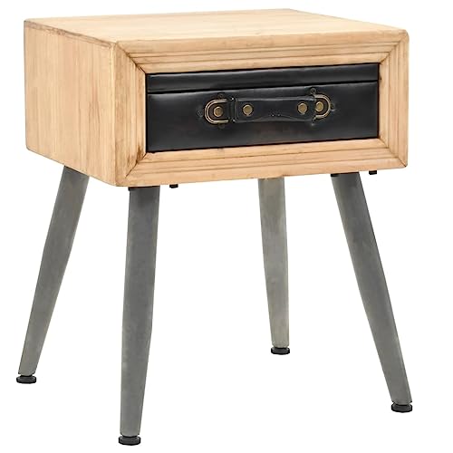 Qnhdfrt Massivholz Nachttisch mit Vintage Schublade, Retro Beistelltisch 43x38x50 cm für Schlafzimmer, Stabil und Einfach Montierbar