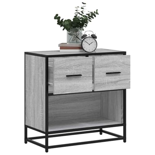 MOBCANT Nachttisch, Konsolentisch Bedside Table Nachtkästchen Bett Organizer Geeignet für Hotel Schlafzimmer Wohnung Wohnstube Grau Sonoma 60x31x60 cm Holzwerkstoff und Metall