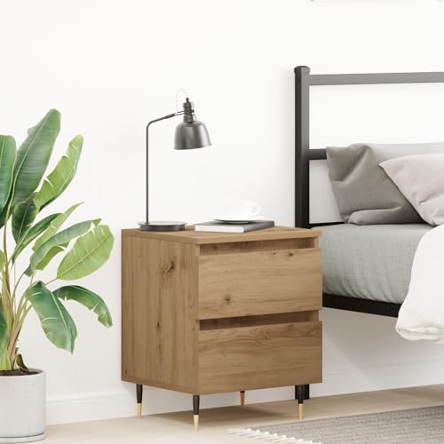 Gecheer Nachttisch Artisan Eiche 40x35x50 cm Ingenieurt Holz, Nachtschrank Nachtkonsole Nachtkommode Schlafzimmer Schrank Kommode