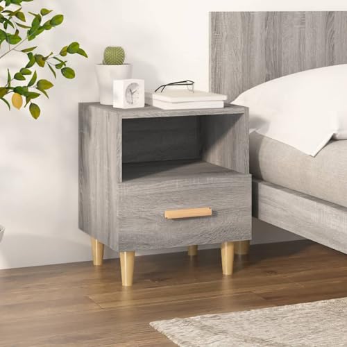 Mengtu Skandinavischer Nachttisch Grau Sonoma Holzwerkstoff Eukalyptus 40x35x47cm - Schlafzimmer Deko Model817299