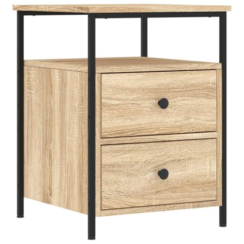 HETFTJN Nachttisch Landhausstil Beistelltisch Outdoor Konsolentisch Schmal Nachttisch Hoch - Nachttisch Sonoma-Eiche 44x45x60 cm Holzwerkstoff für Jugendzimmer Schlafzimmer Küchen Wohnzimmer