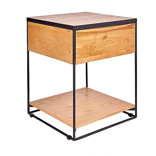 invicta INTERIOR riess-Ambiente.de Industrial Beistelltisch Scorpion 40cm Wild Eiche Nachttisch mit Schublade Tisch