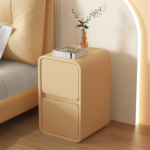 Nachttisch, moderner Nachttisch mit 2 Schubladen, Mikrofaser-Leder, Nachttisch mit Holzrahmen, Sofa-Beistelltisch, Möbel, Beistelltisch für Schlafzimmer, Wohnzimmer (gelb, 45,7 x 39,9 x 50,1