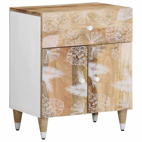 Youuihom Nachttisch 50x33x60 cm Massivholz Mango Beistellschrank Schmal Sideboard Bedside Tables Beistelltisch Schmal für Jugendzimmer Schlafzimmer Wohnzimmer Bad