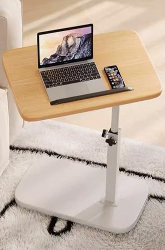 Höhenverstellbarer Nachttisch mit rollbarem Schreibtisch, robuster Beistelltisch für kleine Räume, vielseitiger Beistelltisch zum Lernen und Lesen (Beige)