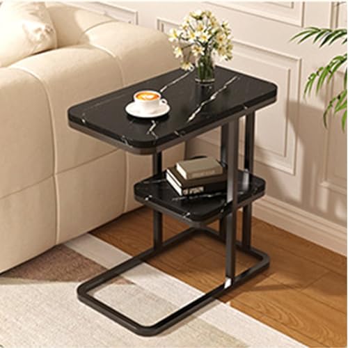 Moderner schwarzer Beistelltisch, kleiner Metall-Beistelltisch für Wohnzimmer und Schlafzimmer, stilvoller Sofa, Snack- und Getränketisch, kompakter Nachttisch für minimalistische Dekoration