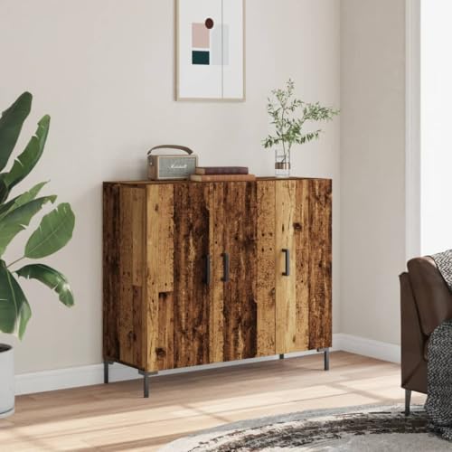 Rantry Anrichte aus antikem Holz, 90 x 34 x 80 cm, aus mehrschichtigem Holz, Sideboard, Bodenschrank, Büromöbel, Nachttisch, Anrichte für Schlafzimmer Model857314