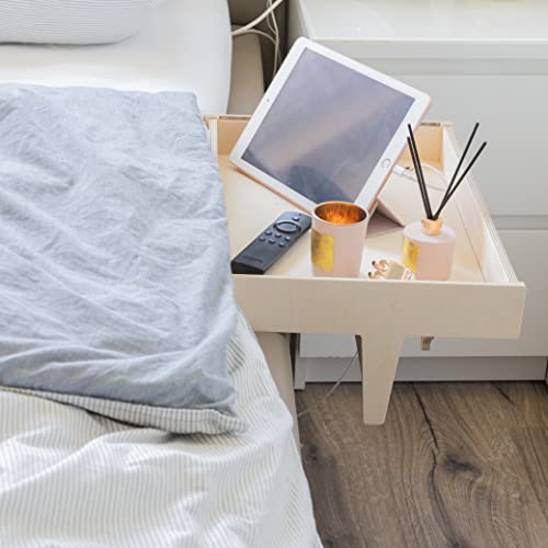 INEXTERIOR BettBar - Nachttisch aus Holz zum Anklemmen - 30x43cm - In Deutschland gefertigt - Kompatibel mit CouchBar - Konsole Bett Ablage Halter Regal