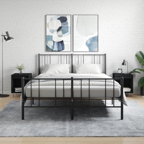Snsowed Nachttische 2 STK. Schwarz 40x35x50 cm Holzwerkstoff, Nachtschrank, Nachtkästchen, Bedside Table, Nachtkommode, Nightstand, Nachttischschrank, Nachtkonsole - 830719