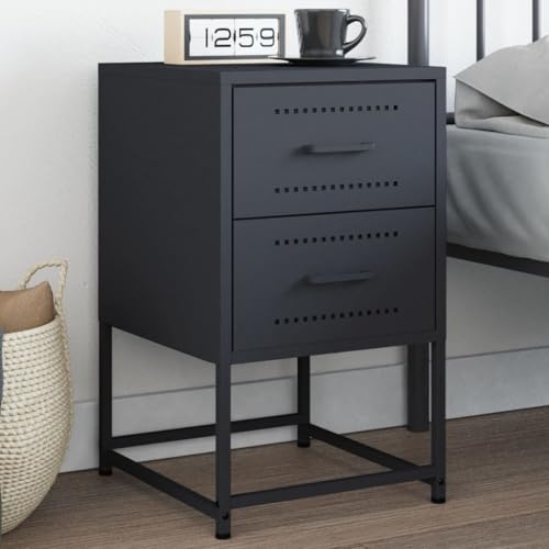 Iiaky Nachttisch Nachtschrank Bedside Table Beistellschrank Nightstand Nachttischschrank Anthrazit 36x39x60,5 cm Stahl // 846462