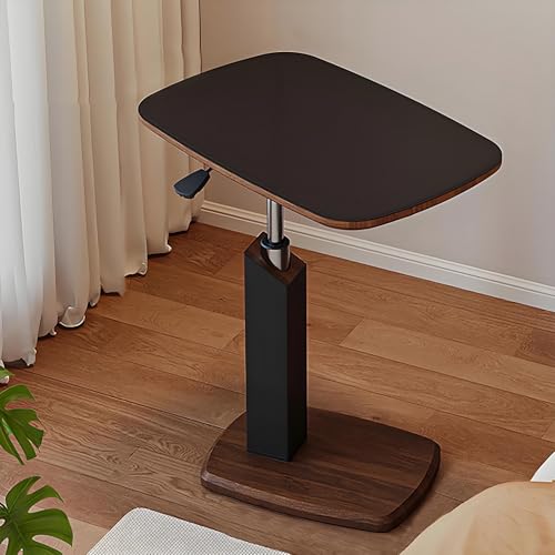 Betttisch mit 360°-Rädern, höhenverstellbarer Nachttisch mit PU-Leder-Schreibtisch für Schlafzimmer, Wohnzimmer, Krankenhaus